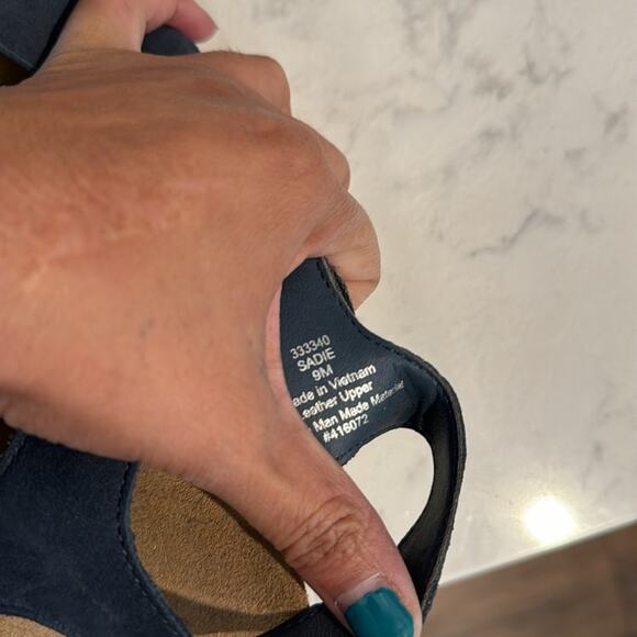 Bjorndal Sadie Wedge Sandals suede neutral minimalist comfortable size 9 blue - Picture 8 of 8